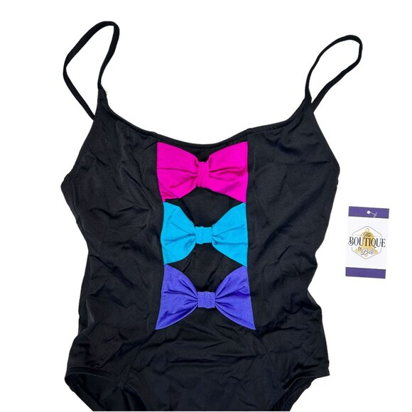 Vtg ILGWU Mainstream One Piece Swimsuit Size 14 High Cut Bows Retro USA 80s - Picture 2 of 13